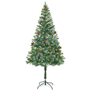 Artificial Pre-lit Christmas Tree with Pine Cones 180 cm