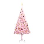 Artificial Pre-lit Christmas Tree with Ball Set Pink 240 cm PVC