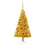 Artificial Pre-lit Christmas Tree with Ball Set Gold 210 cm PET