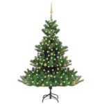 Green Lifelike PE Christmas Tree with LED Lights and Decorative Balls Set