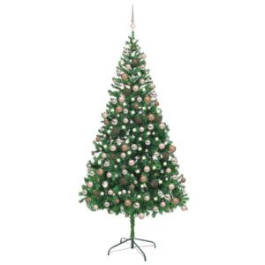 Pre-Lit Artificial PVC Christmas Tree Indoor LED Lights Rose Gold Balls Decor