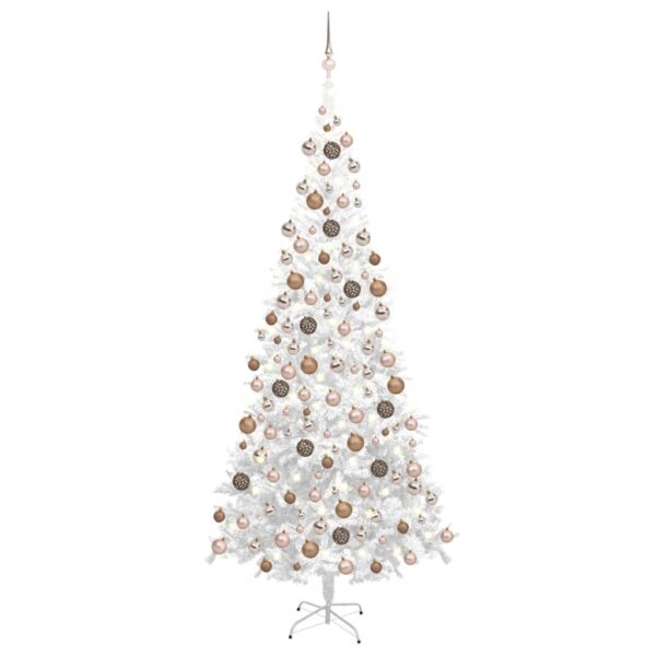 Artificial Pre-lit Christmas Tree with Ball Set L 240 cm White