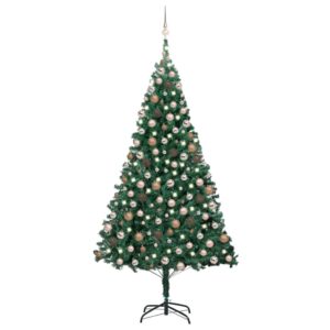 Pre-Lit Artificial PVC Christmas Tree Green with LED Lights & Decorative Balls