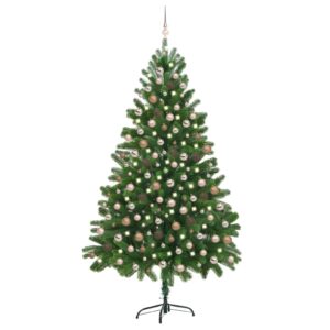 Artificial Pre-lit Christmas Tree with Ball Set 210 cm Green