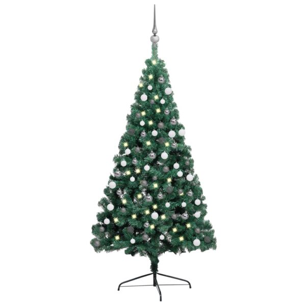 Artificial Half Pre-lit Christmas Tree with Ball Set Green 210 cm