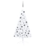 Pre-Lit Artificial White Christmas Tree LED Lights Wall Space Saver Festive Decor