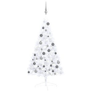 Pre-Lit Artificial White Christmas Tree LED Lights Wall Space Saver Festive Decor