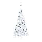 Pre-Lit Artificial White Christmas Tree LED Lights Wall Space Saver Festive Decor