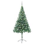 Pre-Lit Artificial PVC Christmas Tree Indoor LED Lights Decorative Balls Set