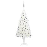 White Artificial Pre-Lit Christmas Tree LED Lights Festive Decor with Balls Set