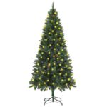 Artificial Pre-lit Christmas Tree with Pine Cones Green 180 cm