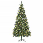 Artificial Pre-lit Christmas Tree with Pine Cones 210 cm