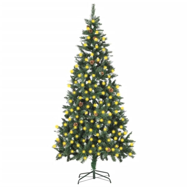 Artificial Pre-lit Christmas Tree with Pine Cones 210 cm