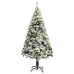 Artificial Pre-lit Christmas Tree with Flocked Snow Green 240 cm