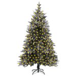 Artificial Pre-lit Christmas Tree with Flocked Snow 210 cm PVC&PE