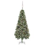 Pre-Lit Artificial Christmas Tree with Pine Cones & Glitter Branches LED Lights