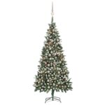 Artificial Pre-lit Christmas Tree with Ball Set&Pine Cones 210 cm