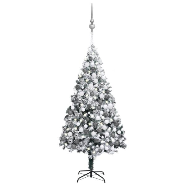 Luxurious Green Flocked Snow Artificial Christmas Tree with LED Lights and Decorative Balls