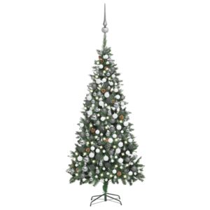 Artificial Pre-lit Christmas Tree with Ball Set Pine Cones 210 cm