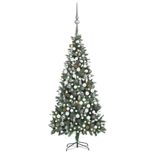 Artificial Pre-lit Christmas Tree with Ball Set Pine Cones 210 cm