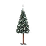 Slim Pre-lit Christmas Tree with Ball Set Green 180 cm