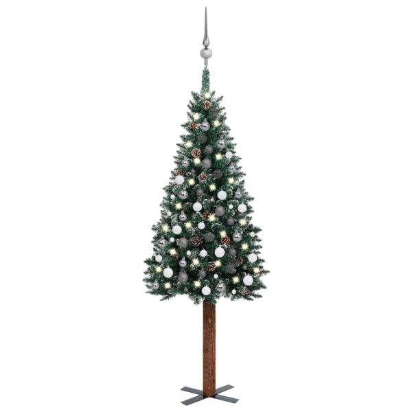 Slim Pre-lit Christmas Tree with Ball Set Green 180 cm