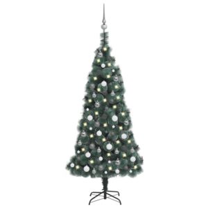 Lifelike Green Artificial Christmas Tree with LED Lights and Ball Set Decor