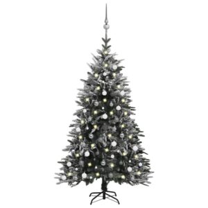 Artificial Christmas Tree LED&Ball Set&Flocked Snow 180 cm PVC&PE