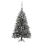 Artificial Christmas Tree LED&Ball Set&Flocked Snow 210 cm PVC&PE