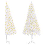 Corner Artificial Pre-lit Christmas Tree White 240 cm PVC