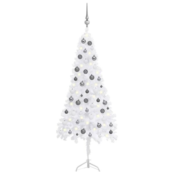 White Corner Artificial Christmas Tree LED Lights Festive Decor with Ball Set