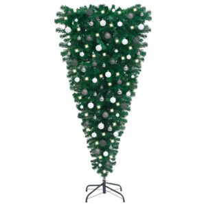 Upside-Down Pre-Lit Artificial Christmas Tree LED Lights Festive Home Decor