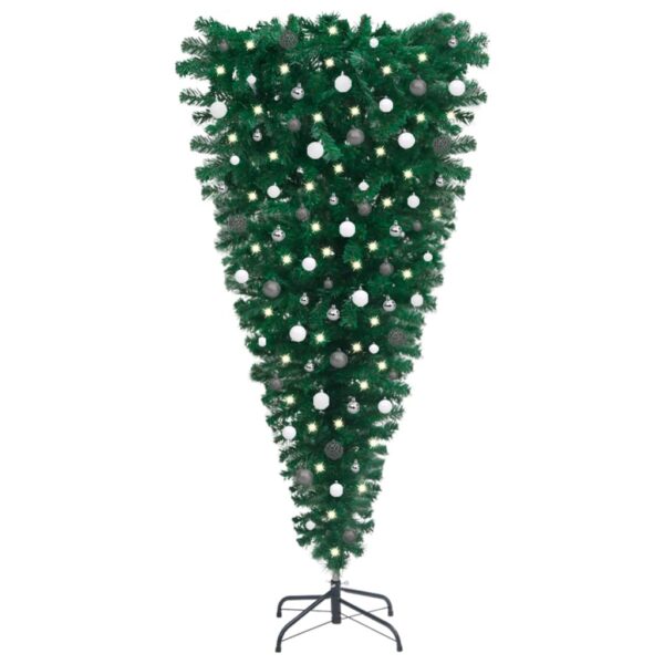 Pre-Lit Inverted Artificial Christmas Tree LED Lights Festive Decor with Balls