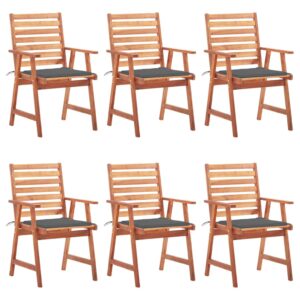 Outdoor Dining Chairs 6 pcs with Cushions Solid Acacia Wood