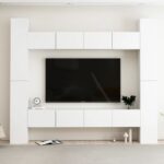 8 Piece TV Cabinet Set White Engineered Wood