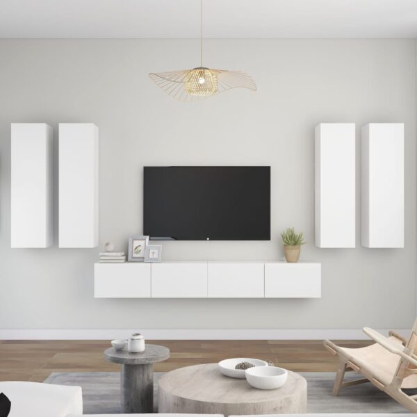 Modern White Wall Mounted TV Stand Set Storage HiFi Stereo Cabinets Wood Finish