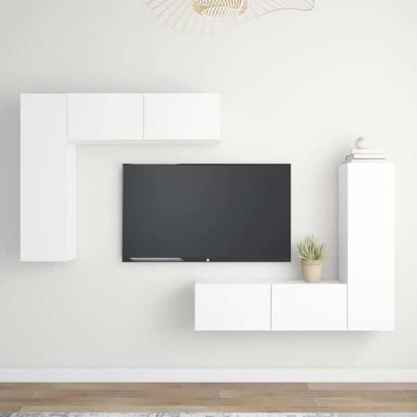 Modern White Wall Mounted TV Stand Set Storage HiFi Stereo Cabinets Engineered