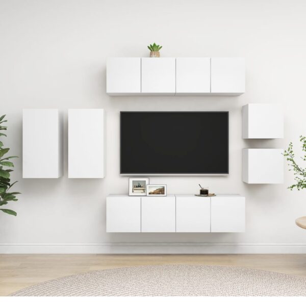 Modern White Wall Mounted TV Stand Set Storage HiFi Stereo Cabinet Organizer