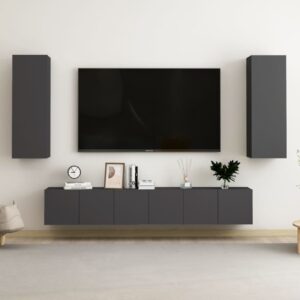 5 Piece TV Cabinet Set Grey Engineered Wood