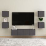 6 Piece TV Cabinet Set Grey Engineered Wood