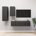 4 Piece TV Cabinet Set Grey Engineered Wood