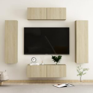 4 Piece TV Cabinet Set Sonoma Oak Engineered Wood