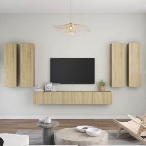 6 Piece TV Cabinet Set Sonoma Oak Engineered Wood