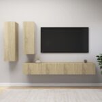 4 Piece TV Cabinet Set Sonoma Oak Engineered Wood