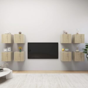 Wall Mounted TV Cabinets 8 pcs Sonoma Oak 30.5x30x30 cm