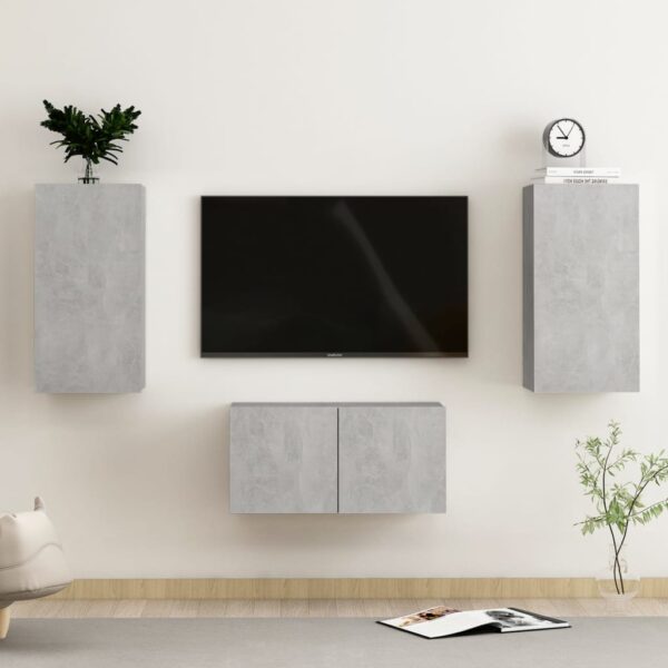 3 Piece TV Cabinet Set Concrete Grey Engineered Wood