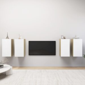 TV Cabinets 4 pcs White and Sonoma Oak 30.5x30x60 cm Engineered Wood