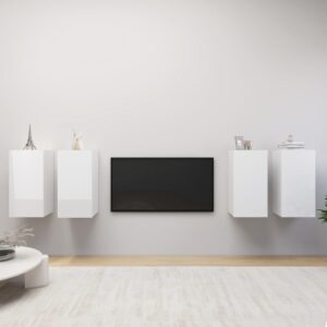 TV Cabinets 4 pcs High Gloss White 30.5x30x60 cm Engineered Wood