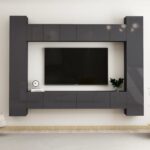 10 Piece TV Cabinet Set High Gloss Grey Engineered Wood