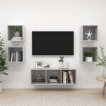 5 Piece TV Cabinet Set Concrete Grey Engineered Wood